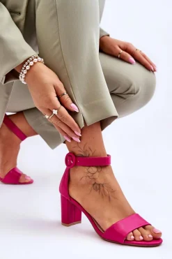 New Sandały Damskie Na Słupku Fuksja Lexi Damskie Sandały Na Słupku|Sandały Na Obcasie