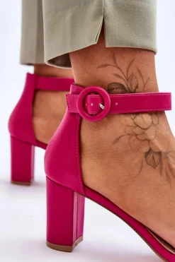 New Sandały Damskie Na Słupku Fuksja Lexi Damskie Sandały Na Słupku|Sandały Na Obcasie