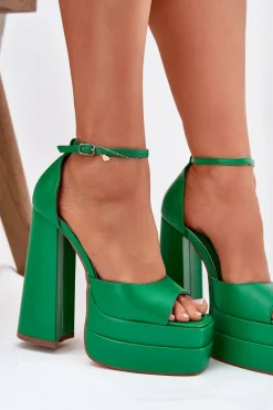 Sandały Na Słupku|Sandały Na Obcasie><noscript><img width=