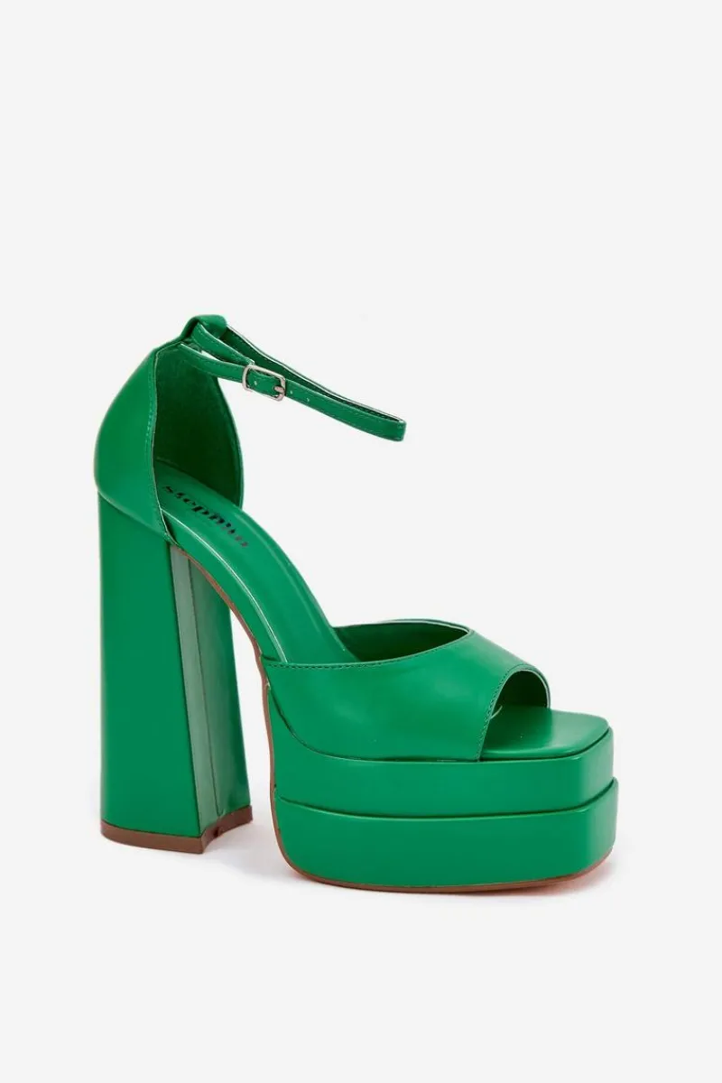 Sandały Na Słupku|Sandały Na Obcasie>Boto Sandały Damskie Na Słupku I Platformie Zielone Beloria