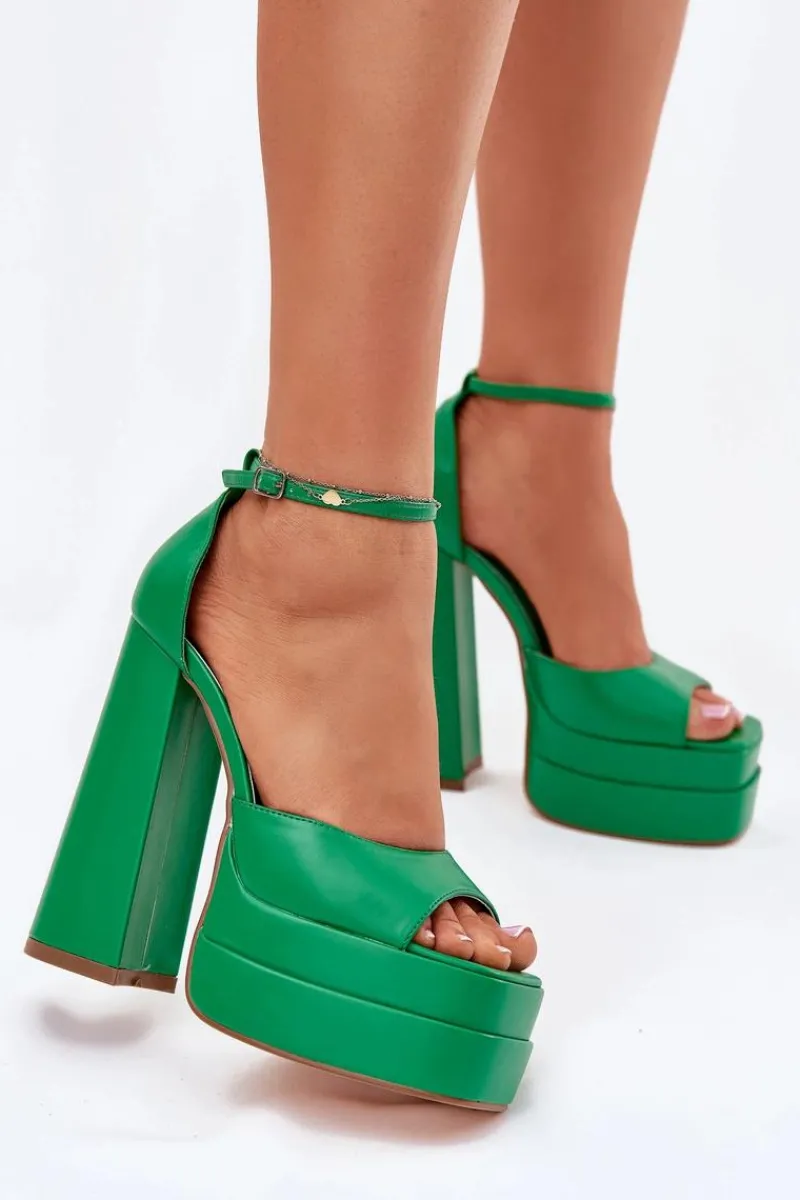 Sandały Na Słupku|Sandały Na Obcasie>Boto Sandały Damskie Na Słupku I Platformie Zielone Beloria