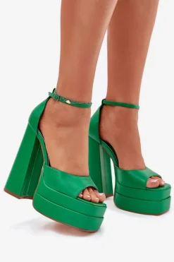 Sandały Na Słupku|Sandały Na Obcasie><noscript><img width=