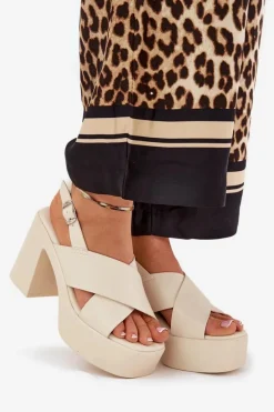 Sandały Na Słupku|Sandały Na Obcasie><noscript><img width=