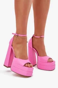 Sandały Na Słupku|Sandały Na Obcasie><noscript><img width=