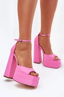 Sandały Na Słupku|Sandały Na Obcasie><noscript><img width=