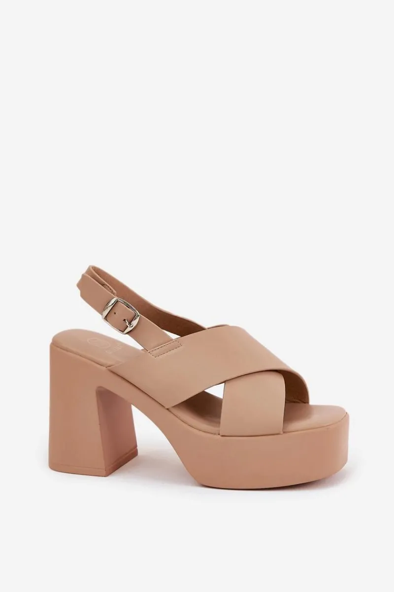 Sandały Na Słupku|Sandały Na Obcasie>Boto Sandały Damskie Na Słupku I Platformie Z Eko Skóry Khaki Annavin