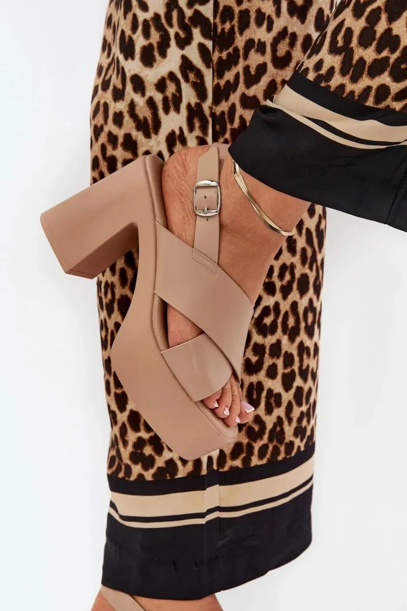 Sandały Na Słupku|Sandały Na Obcasie>Boto Sandały Damskie Na Słupku I Platformie Z Eko Skóry Khaki Annavin