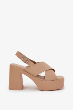 Sandały Na Słupku|Sandały Na Obcasie><noscript><img width=