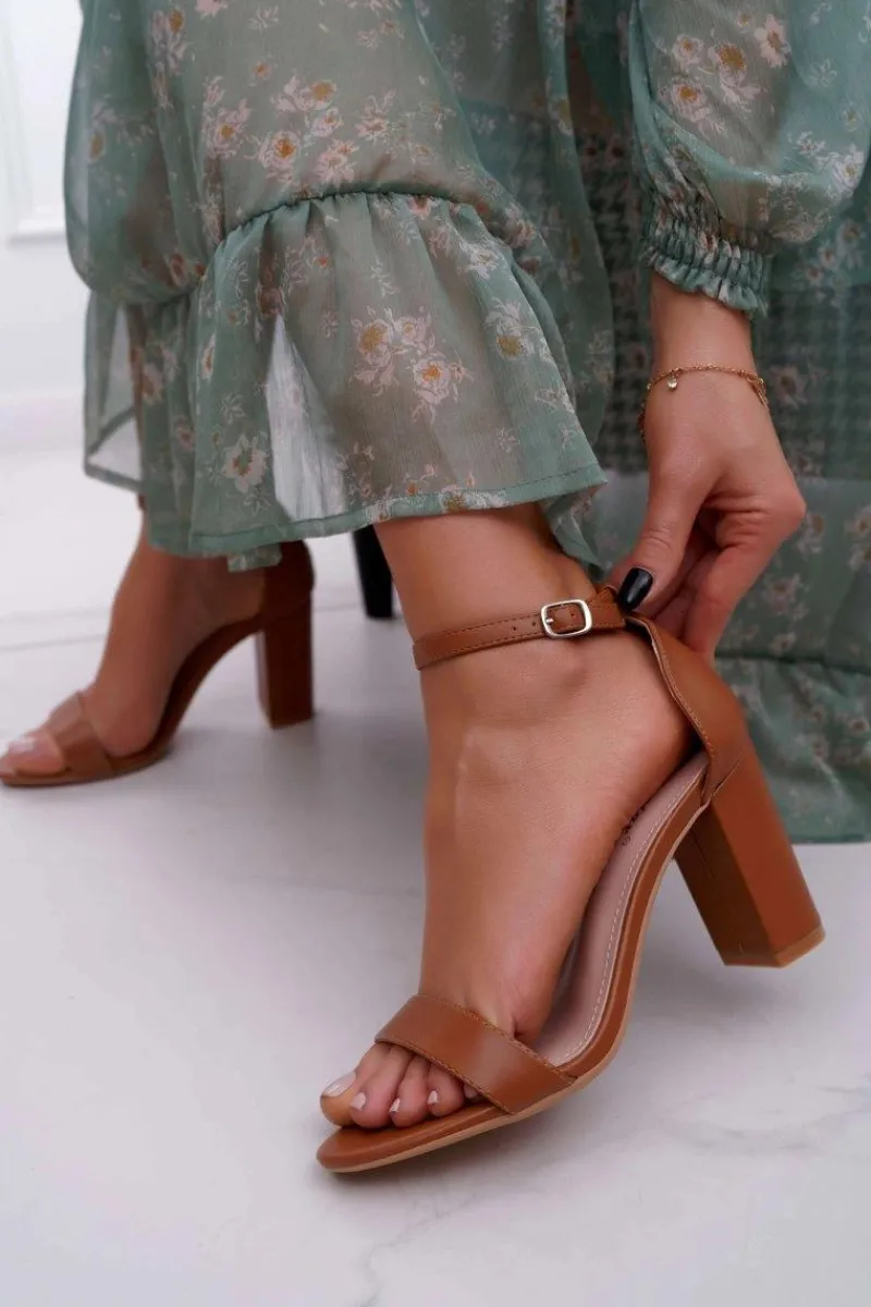 Best Boto Sandały Damskie Na Słupku Klasyczne Camel Fiji