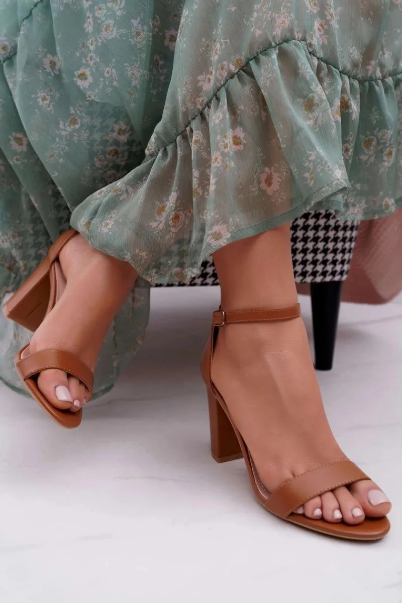 Best Boto Sandały Damskie Na Słupku Klasyczne Camel Fiji