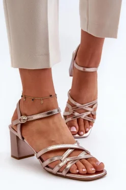 Sandały Na Słupku|Sandały Na Obcasie><noscript><img width=