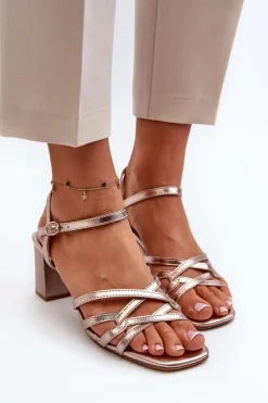 Sandały Na Słupku|Sandały Na Obcasie><noscript><img width=