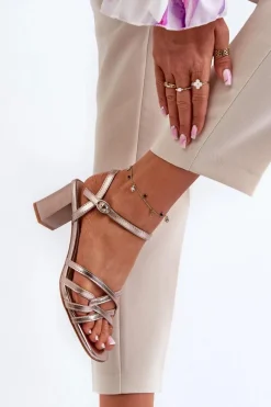 Sandały Na Słupku|Sandały Na Obcasie><noscript><img width=