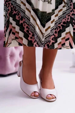 Best Buty Sergio Leone Sandały Damskie Na Słupku Sergio Leone SK765 Różowa Perła Vime