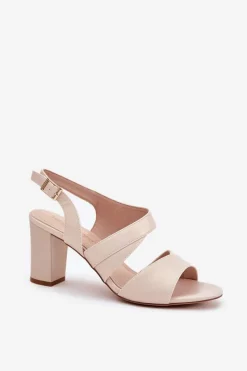 Sandały Na Słupku|Sandały Na Obcasie><noscript><img width=