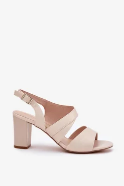 Sandały Na Słupku|Sandały Na Obcasie><noscript><img width=