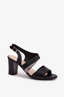 Sandały Na Słupku|Sandały Na Obcasie></noscript>Buty Sergio Leone Sandały Damskie Na Słupku Sergio Leone SK866 Czarne Czarny