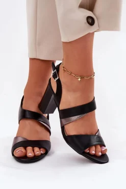 Sandały Na Słupku|Sandały Na Obcasie></noscript>Buty Sergio Leone Sandały Damskie Na Słupku Sergio Leone SK866 Czarne Czarny