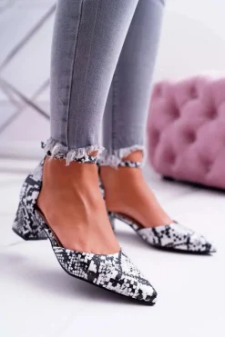 Best Boto Sandały Damskie Na Słupku Skóra Węża Kehira