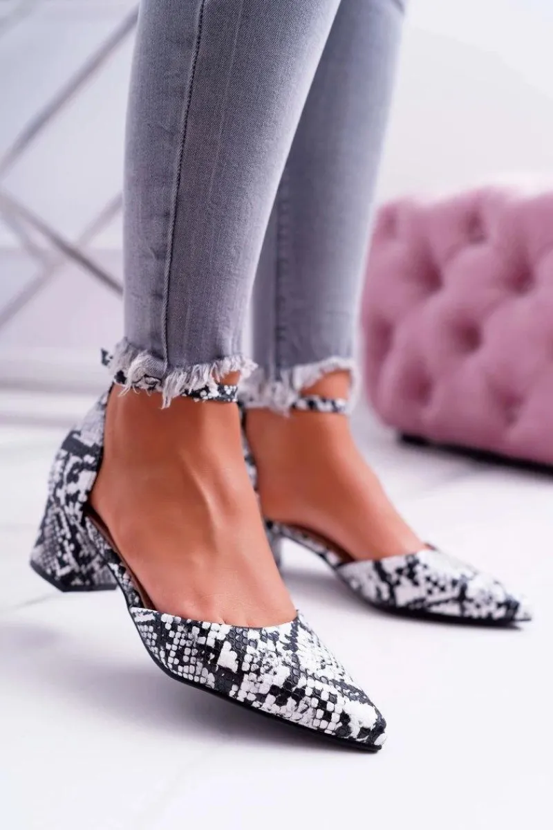 Best Boto Sandały Damskie Na Słupku Skóra Węża Kehira