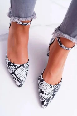 Best Boto Sandały Damskie Na Słupku Skóra Węża Kehira