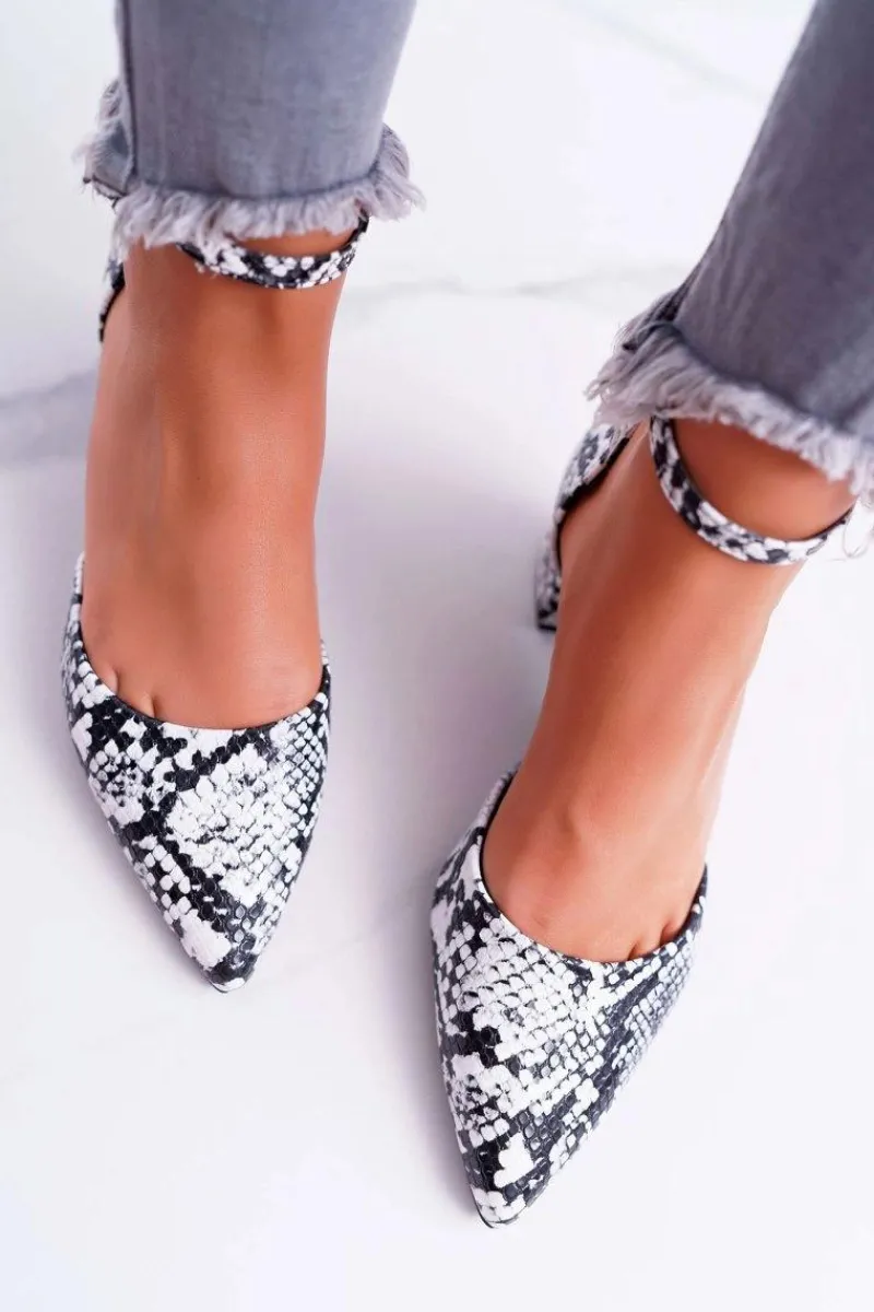 Best Boto Sandały Damskie Na Słupku Skóra Węża Kehira