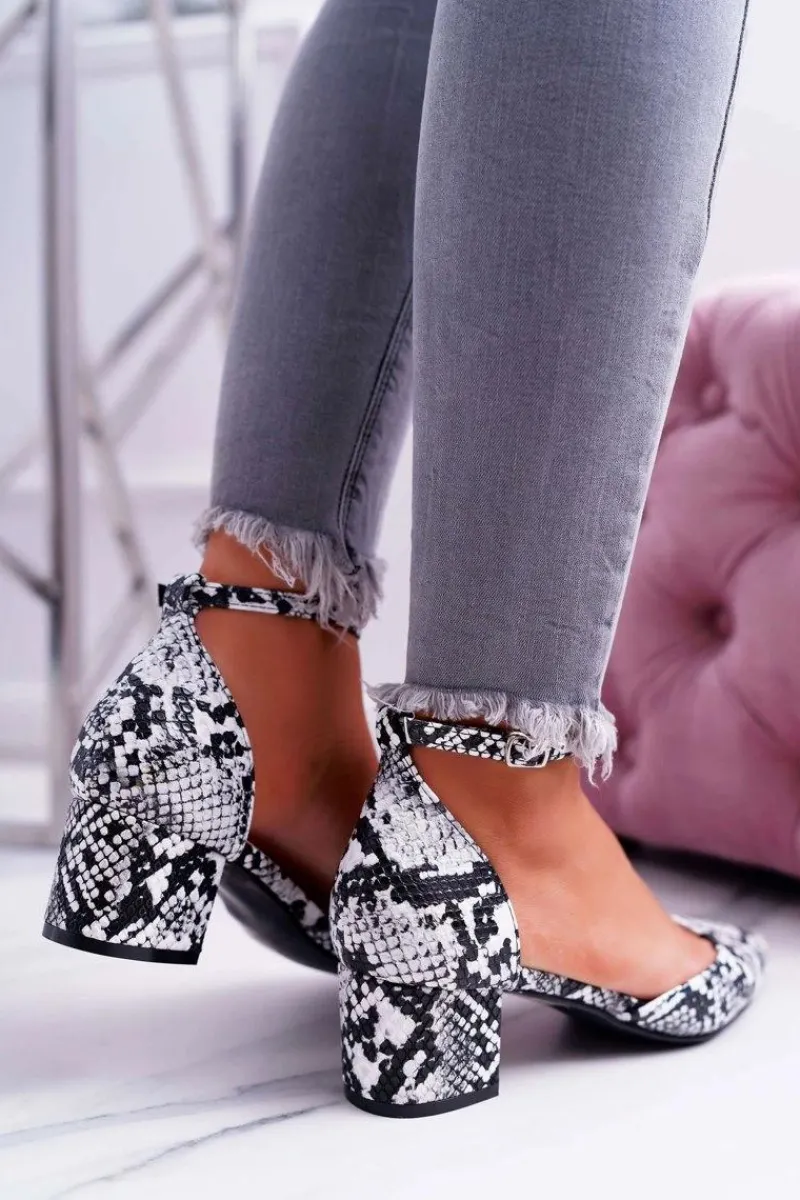 Best Boto Sandały Damskie Na Słupku Skóra Węża Kehira