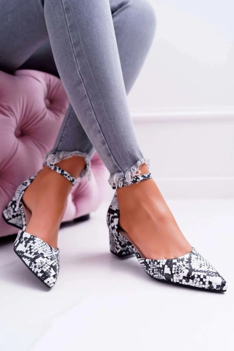 Best Boto Sandały Damskie Na Słupku Skóra Węża Kehira