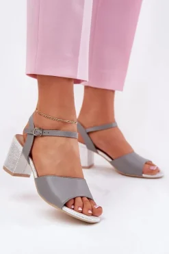 Hot Buty damskie Vinceza Sandały Damskie Na Słupku Vinceza 20275 Szare Szary