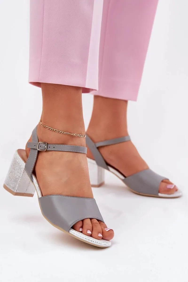 Hot Buty damskie Vinceza Sandały Damskie Na Słupku Vinceza 20275 Szare Szary