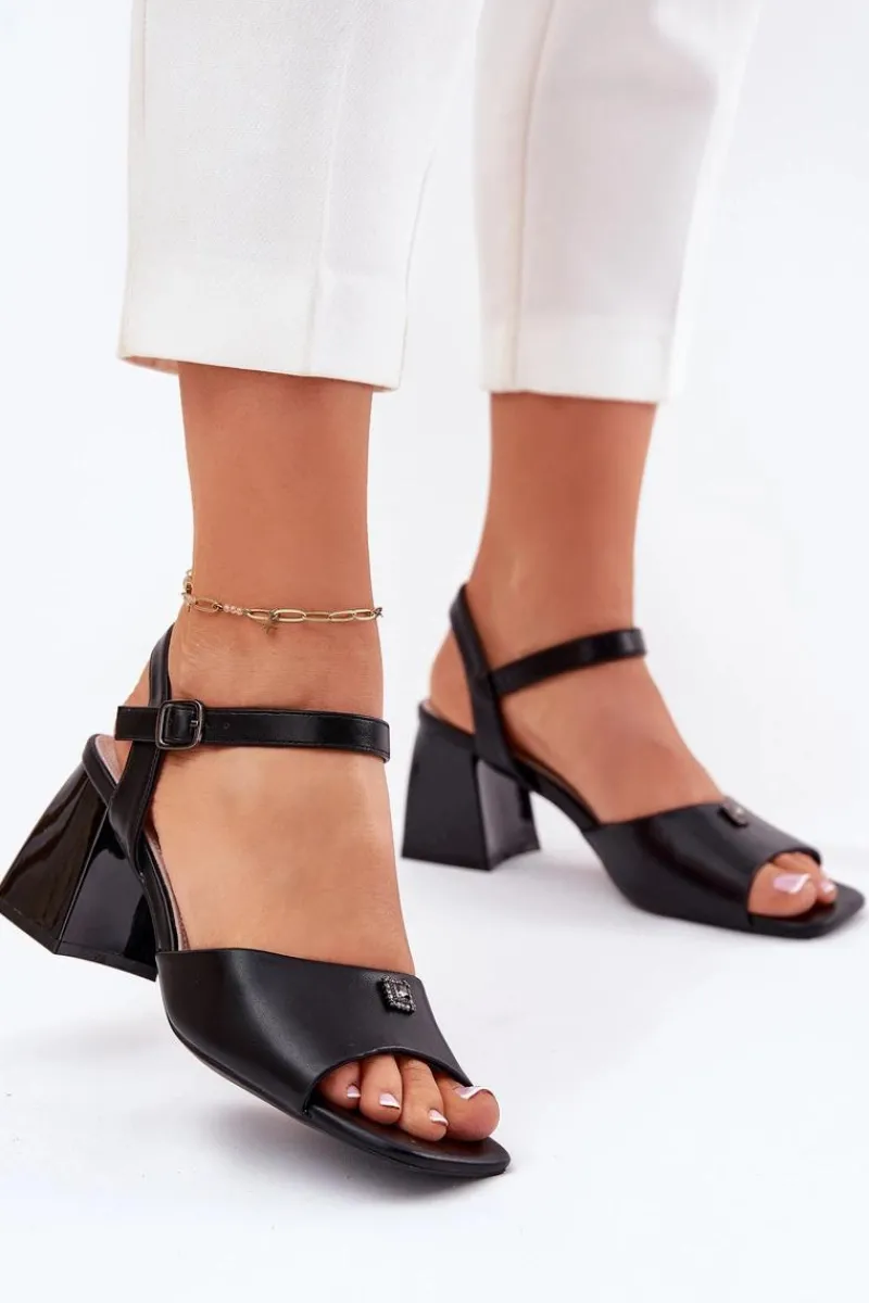Sandały Damskie Na Słupku Vinceza 62235 Czarne Damskie Sandały Na Słupku|Sandały Na Obcasie