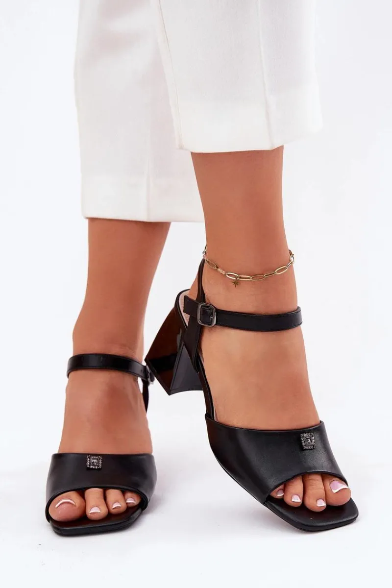 Sandały Damskie Na Słupku Vinceza 62235 Czarne Damskie Sandały Na Słupku|Sandały Na Obcasie