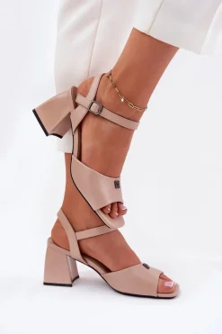 Sandały Na Słupku|Sandały Na Obcasie><noscript><img width=