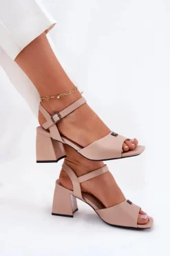 Sandały Na Słupku|Sandały Na Obcasie><noscript><img width=