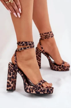 Sandały Na Słupku|Sandały Na Obcasie><noscript><img width=