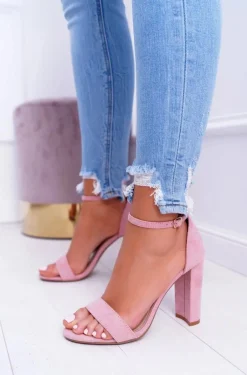 Sandały Na Obcasie>Boto Sandały Damskie Na Słupku Zamszowe Różowe Anastasie