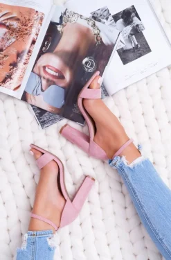 Sandały Na Obcasie>Boto Sandały Damskie Na Słupku Zamszowe Różowe Anastasie