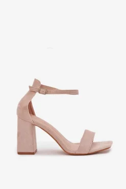 Best Boto Sandały Damskie Na Słupku Z Eko Zamszu Beżowe Elirae