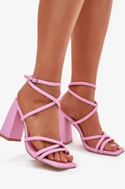 Discount Boto Sandały Damskie Na Słupku Z Paskami Różowe Ciarilora Różowy