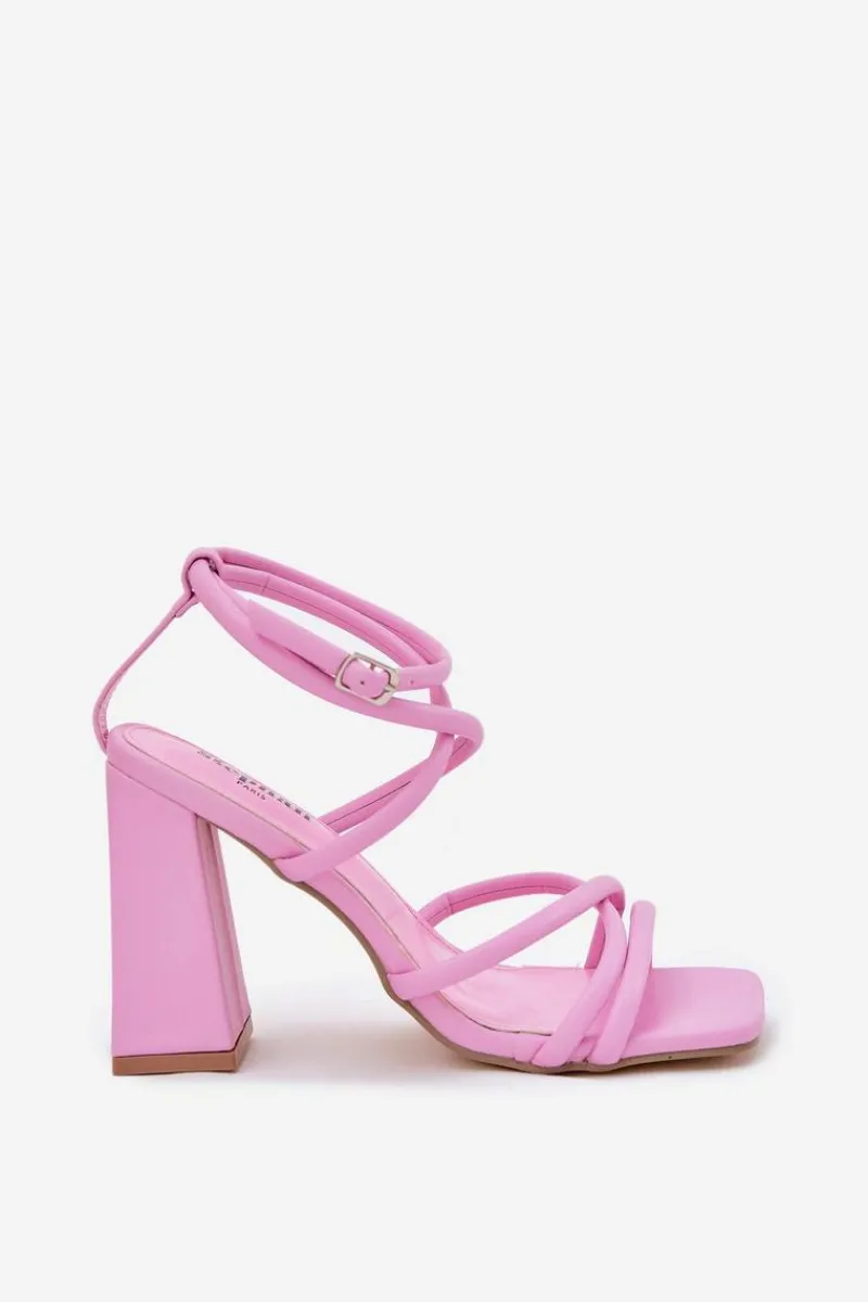 Discount Boto Sandały Damskie Na Słupku Z Paskami Różowe Ciarilora Różowy