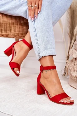 Sandały Na Słupku|Sandały Na Obcasie><noscript><img width=