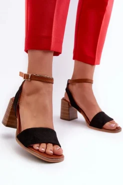 Sandały Na Słupku|Sandały Na Obcasie><noscript><img width=