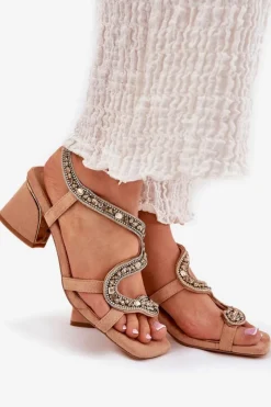 Sandały Na Słupku|Sandały Na Obcasie><noscript><img width=