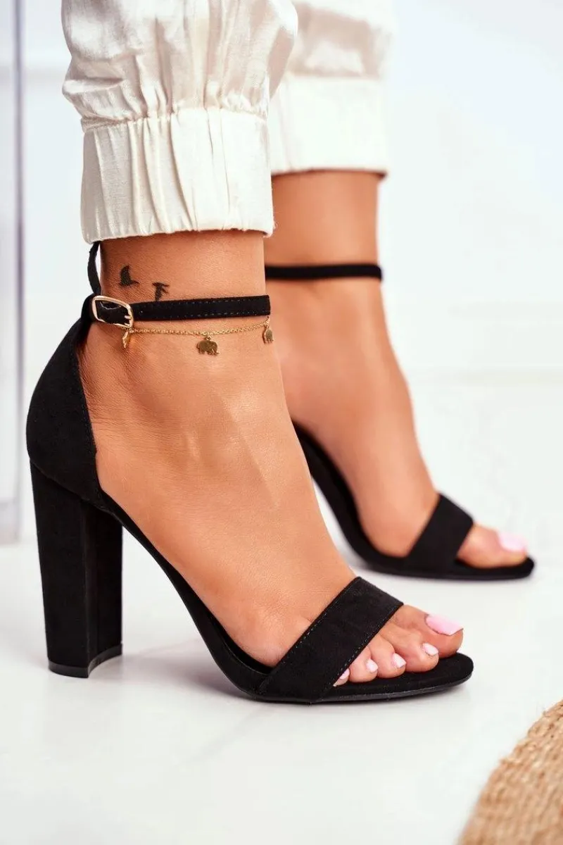 Clearance Boto Sandały Damskie Na Słupku Zamszowe Czarne Anastasie