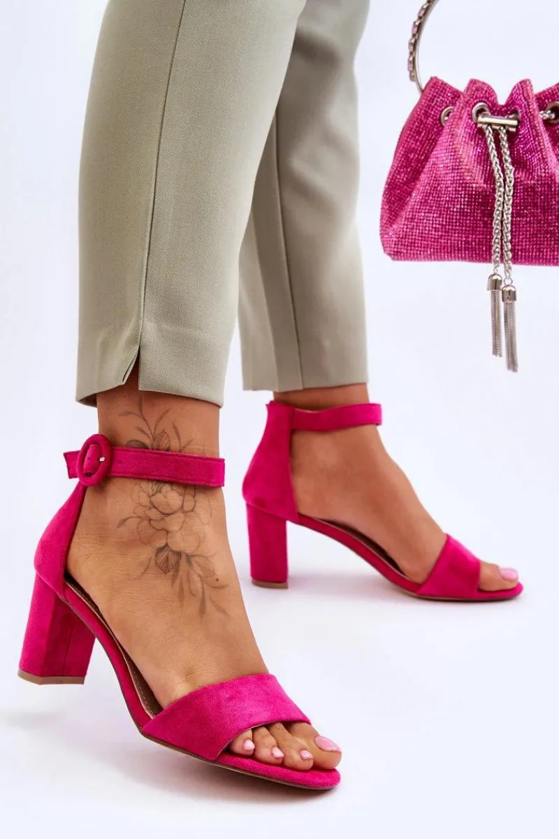Sandały Na Słupku|Sandały Na Obcasie>Evento Sandały Damskie Na Słupku Zamszowe Fuksja Lexi