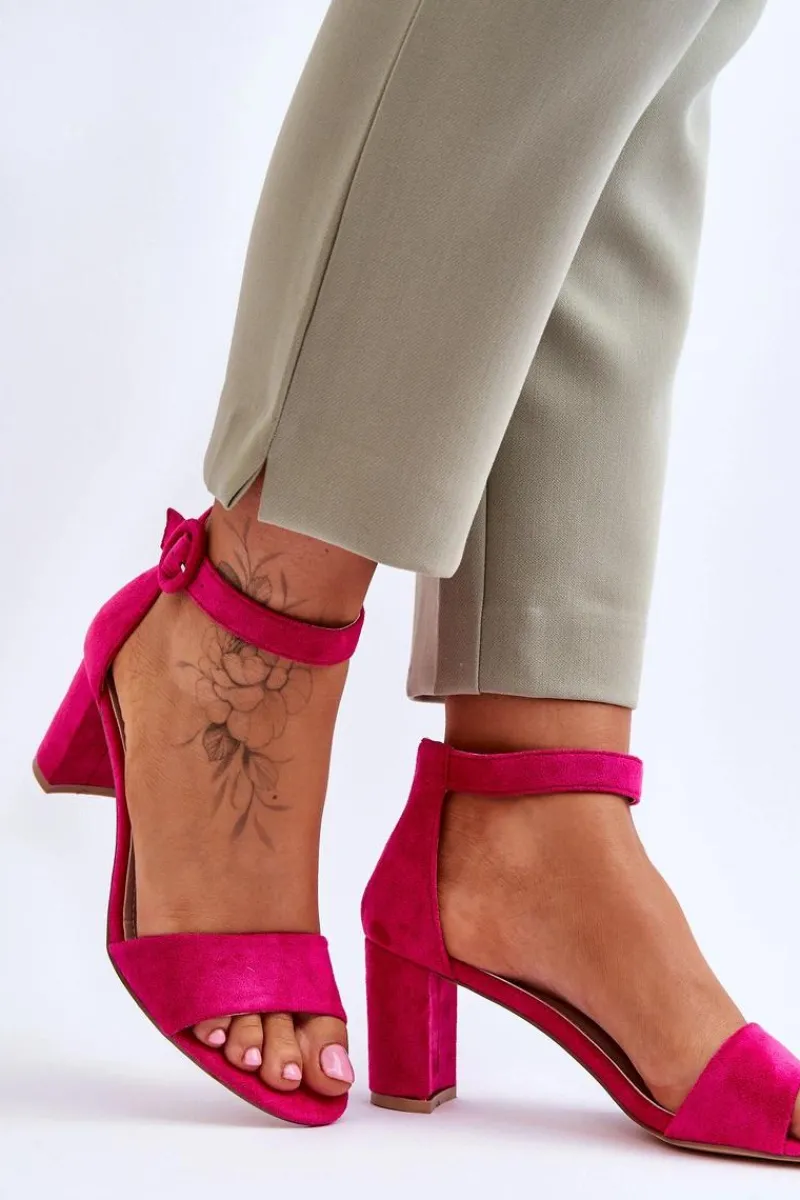 Sandały Na Słupku|Sandały Na Obcasie>Evento Sandały Damskie Na Słupku Zamszowe Fuksja Lexi