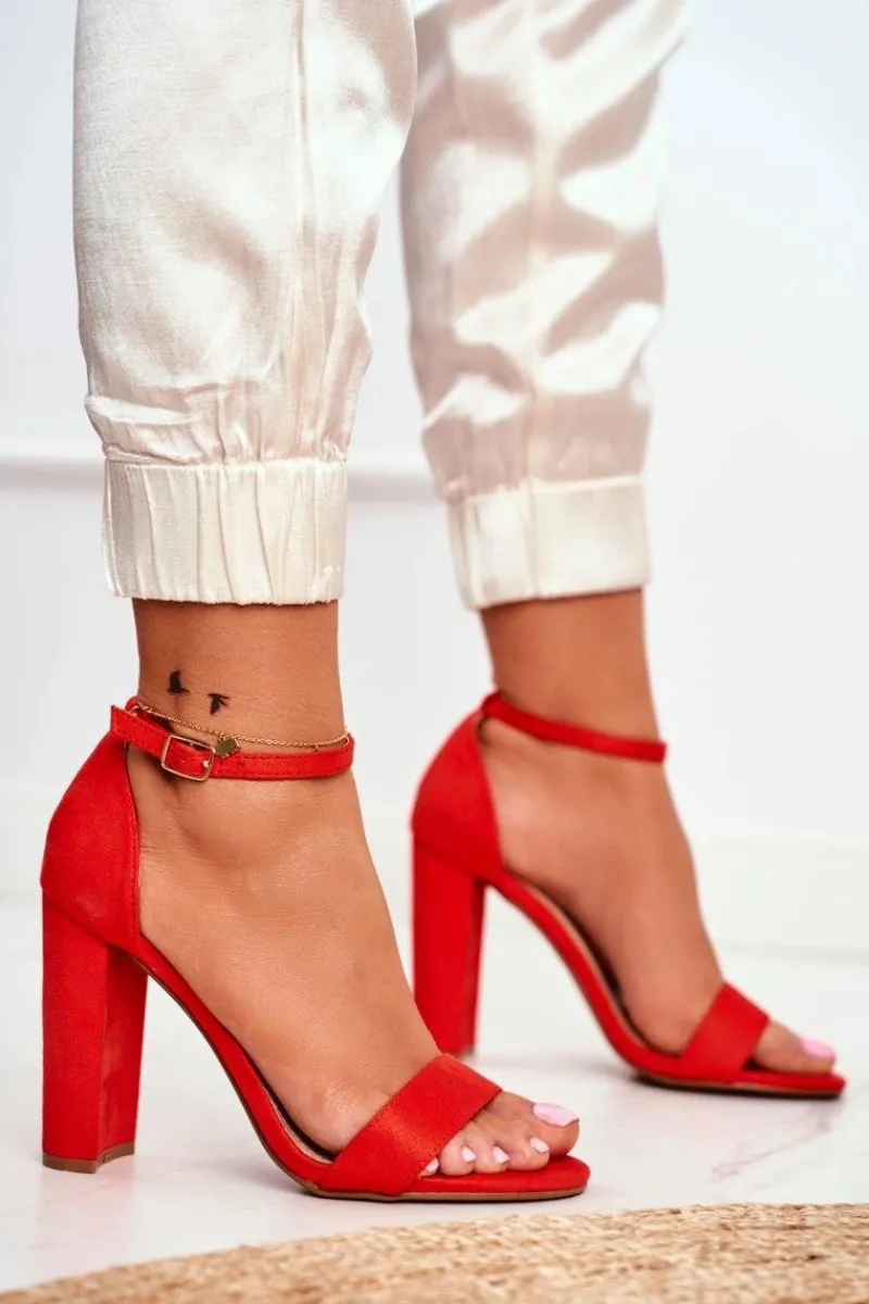 Best Boto Sandały Damskie Na Słupku Zamszowe Pomarańczowe Anastasie