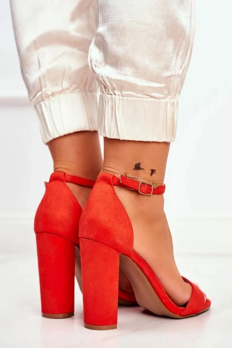 Best Boto Sandały Damskie Na Słupku Zamszowe Pomarańczowe Anastasie