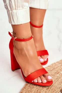 Best Boto Sandały Damskie Na Słupku Zamszowe Pomarańczowe Anastasie