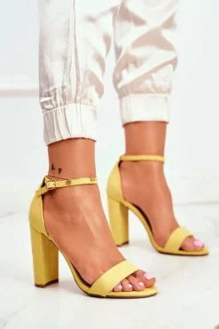 Best Sandały Damskie Na Słupku Zamszowe Żółte Anastasie Damskie Sandały Na Obcasie
